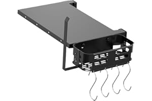 PHYESUVIN Foldable Griddle Side Shelf and Caddy for Blackstone 28" Griddle, Grill Accessories Space Saving for Blackstone with Paper Towel Holder, 4 Hooks and Storage Box Grill Parts