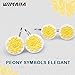 Flower Shower Curtain Hooks, Wimaha Plastic Shower Curtain Rings, Yellow Shower Hooks for Curtain, Peony Shower Curtain Hooks Rustproof Decorative, 12 Pack Shower Rings for Curtain in Bathroom
