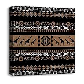 Canvas Wall Art African Culture Pattern Painting Artwork for Home Prints Framed - 12x12 inches