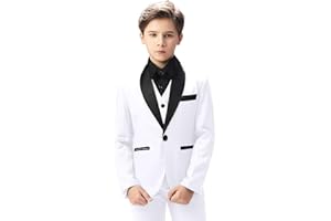Yavakoor Boy Suits Tuxedo Slim Fit Suit for Boys Kids Toddler Dress Outfit with Coat, Pants, Vest Set No Tail