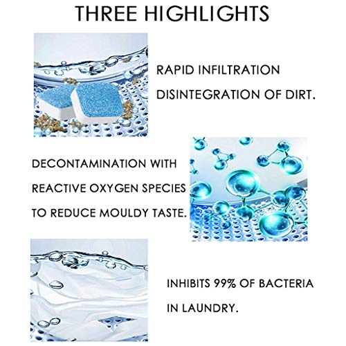 Solid Washing Machine Cleaner, Gutyepe Washer Decontamination Cleaning Detergent Effervescent Tablet - Washing Machine Cleaner Descaler Deep Remover Deodorant - Thumbnail 6