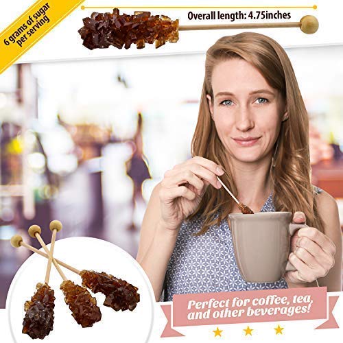 Individually Wrapped Barista Swizzle Sugar Sticks Made in the USA - Brown 50pc