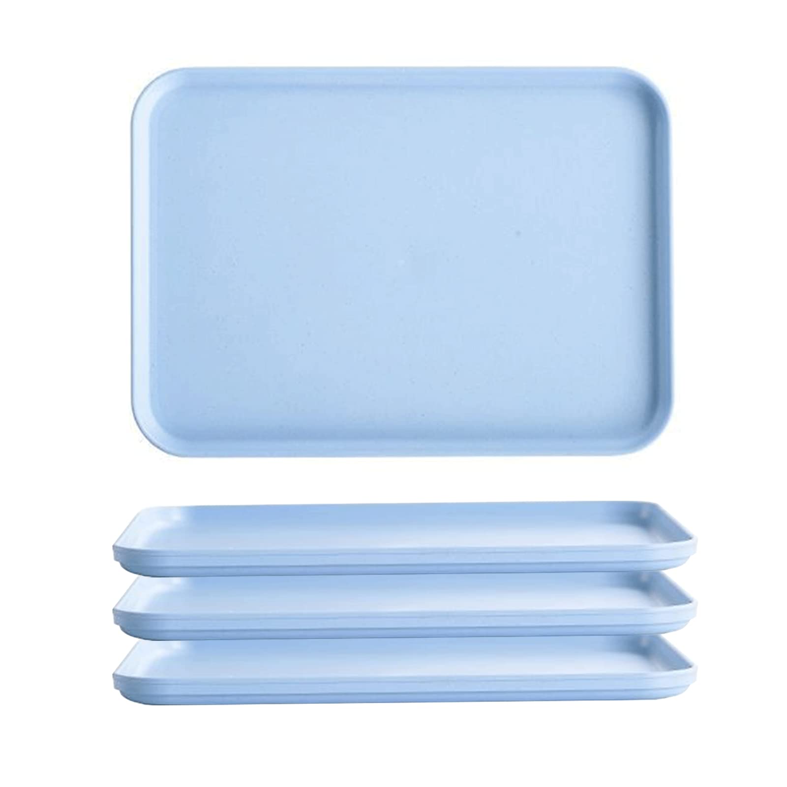 GNCLOUD 4 Pcs Serving Tray, Kitchen Trays, Rectangular Plastic Tray for Serving Drinks, Snacks, Tea or Coffee (Blue), ONESIZE