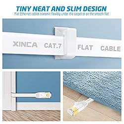 XINCA Cat 7 Flat Ethernet Cable 75ft White, High