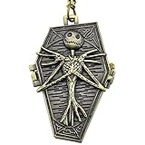 Skull Bone Tim Burton's Nightmare Before Christmas Pocket Quartz Men' Watch Necklace Chain