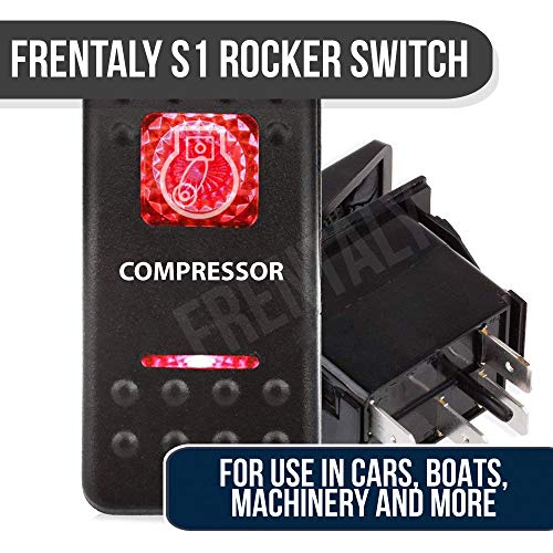 Frentaly Red Compressor 12V 20 Amp Waterproof ON Off Custom Marine Boating Vehicle Rocker 5 Pin Control Switch Kit