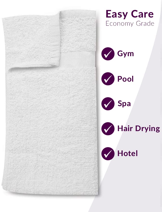 GOLD TEXTILES White Economy Bath Towels (24x 48 Inch) Cotton Blend for