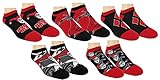 DC Comics Womens Harley Quinn Ankle-No Show Socks 5 Pair Pack