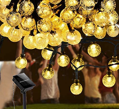 JOYWAY-Blue carbon Solar String Lights Outdoor, 200 LEDs Crystal Balls Waterproof Globe Solar Powered Fairy String Lights for Bedroom Garden Yard Home Patio Wedding Party Holiday Decoration