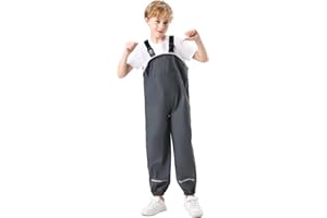 ALIWINER Kids Waterproof Rain Pants Dirty Proof Suspender Trousers for Boys and Girls