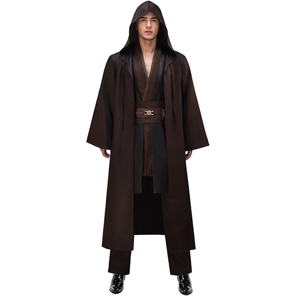 NUWIND Jedi Herenkostuum middeleeuwse tuniek met capuchon cape Halloween kostuum cosplay outfit voor volwassenen (meerkleurig, S