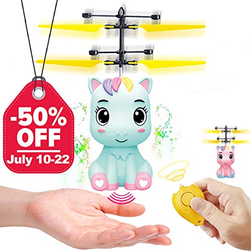 Flying Ball Toys, RC Toy for Kids Boys Girls Gifts Rechargeable Light Up Ball Drone Infrared Induction Helicopter with Remote Controller for Indoor and Outdoor Games (Blue)