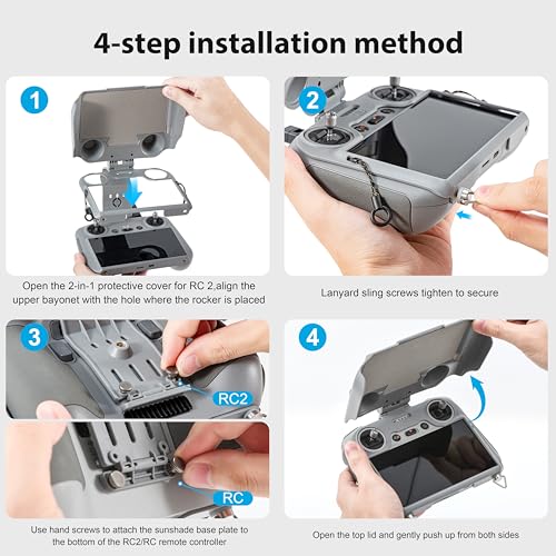 STARTRC Sun Visor with Strap for DJI LITO X1/Mini 5/4/3 pro/Air 3S Accessories, Joystick Screen Protector for DJI RC 2, 3-in-1 Protective Case & Sun Hood Compatible with Mini 5 Pro/Avata 360/RC2 Accessories