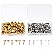 Shappy 500 Pieces Paper Fasteners Brass Plated Scrapbooking Brads Round Metal Brads with Storage Box for Crafts Making DIY, Gold and Silver