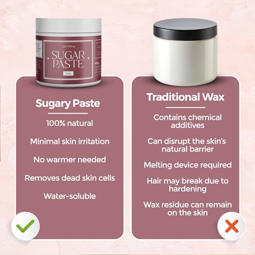 Strong sugar paste - hair removal sugaring for smooth skin - hypoallergenic & for sensitive skin - removes hair from 5mm - 600g