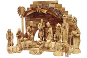 HOLY LAND IMPORTS Large Nativity Set Intricately Hand Carved from Olive Wood from The Holy Land