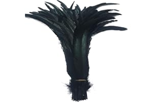 Shekyeon 16-18inch 40-45cm Rooster Coque Tail Feather for Costume Decoration Pack of 20 (Black)