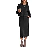 EXLURA Womens 2 Piece Skirts Set Long Sleeve Drawstring Top Midi Skirt Dress Lounge Sets Airport Travel Cruise Outfits 2026