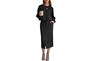 EXLURA Womens 2 Piece Skirts Set Fall Airport Drawstring Sweatshirts Midi Skirt Dress Lounge Sets Travel Outfits Winter 2025