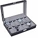 BASTUO 12 Slots Watch Box for Men, Black Watch Box Organizer