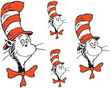 Dr. Seuss - Cat in Hat - For Light-Colored Materials - 4 Iron On Heat Transfers