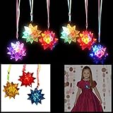 dazzling toys Necklaces LED Blinking Crystal Star Necklace Glow Toy Flash Lights,Red, Blue, Green, Yellow,Set of 24