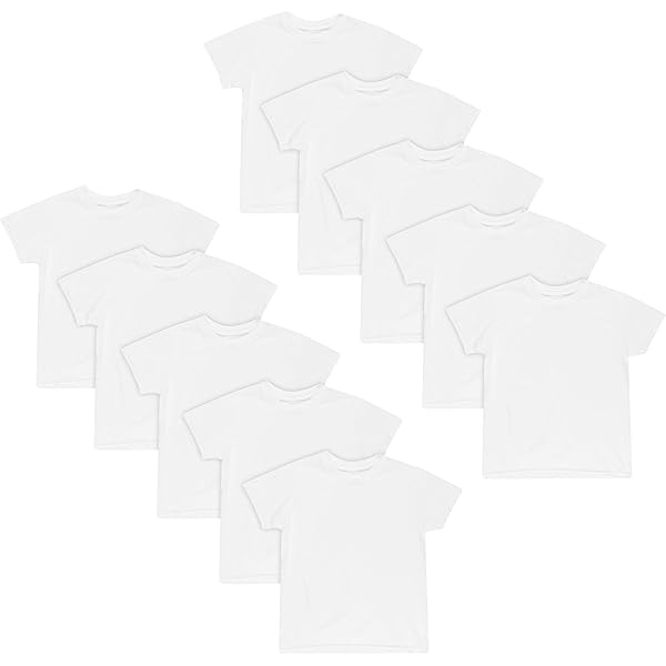 Gildan Big Boys Poly Cotton Blend T-Shirt, White – Pack Of 10, Super Comfy & Preshrunk
