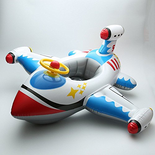 Inflatable Airplane Motorboat Baby Kids Swimming Float Seat Boat Pool Ring-White airplane by F-sport