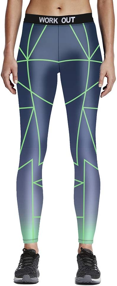 Women's Long Sports Leggings Running Tights High Waist Stretch Printed Fitness Yoga Pants