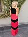 shangke Womens Zig Zag Scoop Neck Wave Striped Tank Maxi Long Dress (L, Black-7)