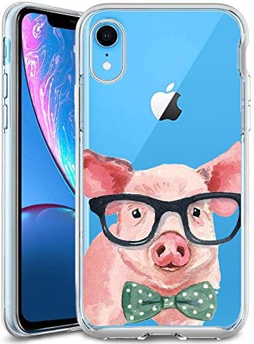 Cute Pig Clear Phone Case Compatible iPhone XR Customized Design by MERVELLE TPU Clear Shock-Proof Protective Case [Ultra Slim, Anti-Slippery]