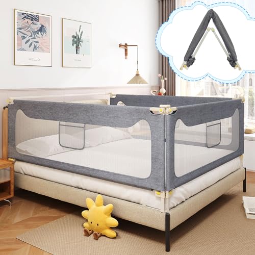 Photo 1 of TKMYAQ 3-Pack Bed Rails for Toddlers - 2-Minute Quick Assembly, Foldable Baby Bed Rail Guards, Adjustable Height, Fits Cal King Size Beds (3 Pack, 82.7"x82.7"x70.8")