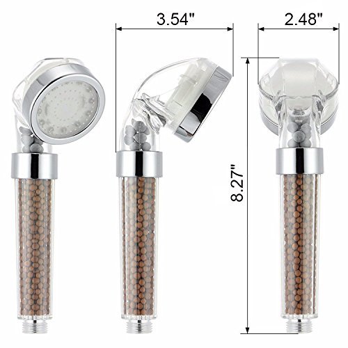 VEHHE 3 Colors Round Rainfall Hand Held Fixed Shower Head High Pressure & Saving Water Negative Lons Shower Sprinkler Head for Relation,Spa,Dry Skin and Hair