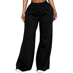 HYYGOCCTV Women Flowy Wide Leg Sweatpants Elastic High Waist Jogging Lounge Joggers Casual Street Floor Length Pants