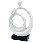 Vaudagio Stylish Sculpture Family Happiness – Timeless holy Family Sculpture Home Decor 14in – Abstract Decorative Statue for Living Room in White & Black - Modern Ceramic Figure Well Suited as Gift