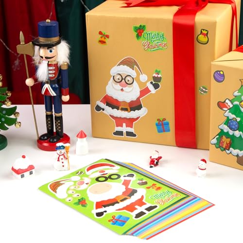 MCPINKY 32PCS Make a Face Stickers for Kids, Christmas Stickers Make Your Own Christmas Stickers for DIY Crafts Party Favors Supplies Christmas Games Activities