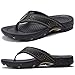KIIU Mens Flip Flop Indoor and Outdoor Thong Sandals Beach Slippers Black 2, 11 Men