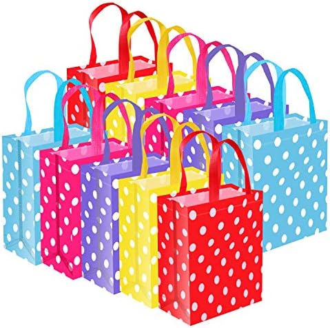 BOENFU Christmas Non-Woven Party Bags, 10 PCS Sweet and Gift Bags with Handles for Kids' or Adults' Birthday, Wedding, Baby Shower, Travel, Halloween, Christmas and Festivals Parties