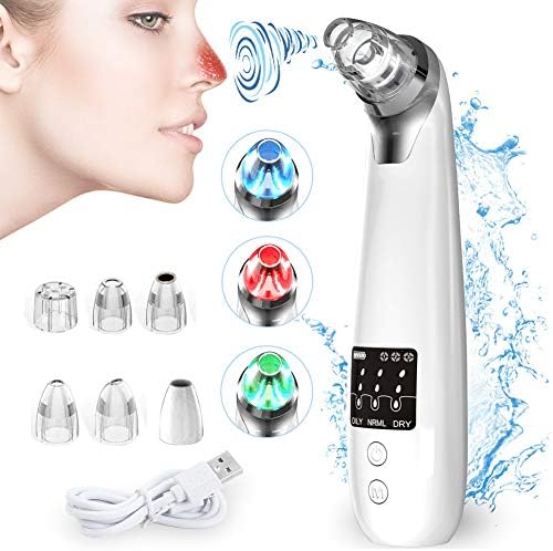 Blackhead Remover Vacuum,Pore Cleaner Electric Suction Facial Vacuum Comedo Acne Blackhead Extractor Tool with LED Display&6 Suction Head for Women & Men Facial Skin Treatment