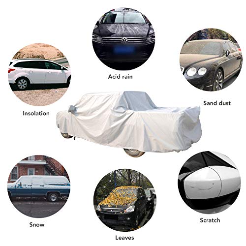 MIMIDI Waterproof Pickup Truck Cover All Weather Protection Scratch Resistant Full Cover for Cars with Adjustable Buckle Straps - Thumbnail 4