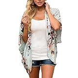 Clearance! Mikey Store Kimono Cardigans Floral Loose Half Sleeve Shawl Chiffon Casual Cardigan
