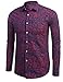 Coofandy Men's Fashion Print Casual Long Sleeve Button Down Shirt