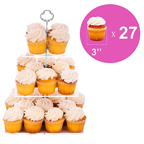 image for Jusalpha 3 Tier Strong Acrylic Square Cupcake Stand, Dessert Display T