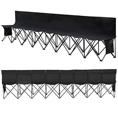 Yaheetech 8 Seats Portable Folding Bench for Camping Bench Chairs with Backrest Black - Thumbnail 6