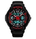 Misskt 30m Water-proof Boys Girls Sport Digital Led Watch with Alarm Stopwatch Children Watch Red