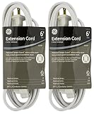 2-PACK - GE Extension Cord, Indoor, White with Tamper Guard, 6 ft