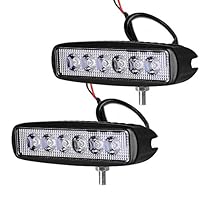 YITAMOTOR LED Light Bar,2X 18W 6 inch Flood LED Work Light Bar Lamp Driving Light Fog Light Offroad Led Light Waterproof for SUV ATV 4WD Car Truck Van Golf Cart 12V 24V