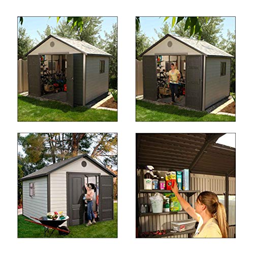 Lifetime 6433 Outdoor Storage Shed with Windows, 11 x 11 Ft, Putty