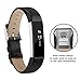 POY Replacement Bands Compatible for Fitbit Alta and Fitbit Alta HR, Genuine Leather Wristbands, Black