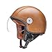 Woljay Leather Motorcycle Vintage Half Helmets Motorcycle Biker Cruiser Scooter Touring Helmet (M, Brown)